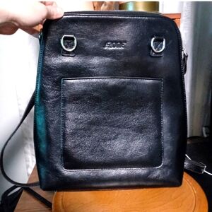 SZone Women's Cowhide Leather Black Backpack Purse